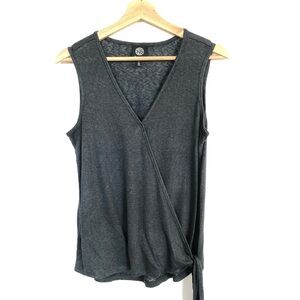 Bobeau faux wrap green tank blouse with side tie detail size small